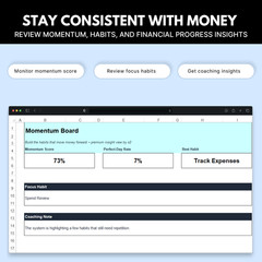 Money Habits Tracker Spreadsheet | Habit Tracker, Financial Goals Planner