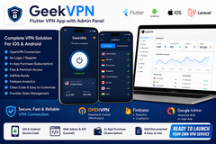 GeekVPN – Flutter VPN App iOS & Android | In-App Purchase | Laravel Admin Panel