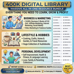 400K DIGITAL LIBRARY | All-In-One Resource Bundle | Business, Hobby & More