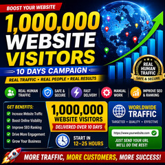 1M Real Website Traffic Visitors | Worldwide SEO Promotion | Organic Web Traffic