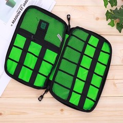 Storage Bag Mobile Phone Data Cable Portable Large Mesh Pocket Two-Way Zipper