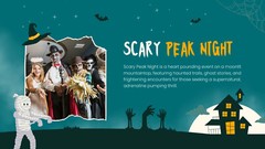 Website Landing Pages- Green and Orange Illustrated Halloween Party Presentation