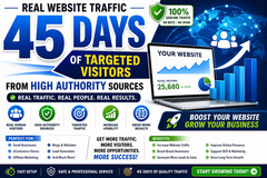 45 Days Real Website Traffic | Targeted Visitors | SEO Marketing Promotion