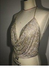 Shiny Colorful Halter Suspender Top
