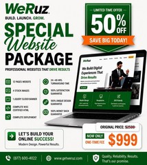 WeRuz Professional Website Design Service Package – 12 Page Website, $999 Fee