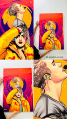 Justin Bieber Vector Pop Art Poster 2x3ft Canvas Style – Music Wall Decor – Co