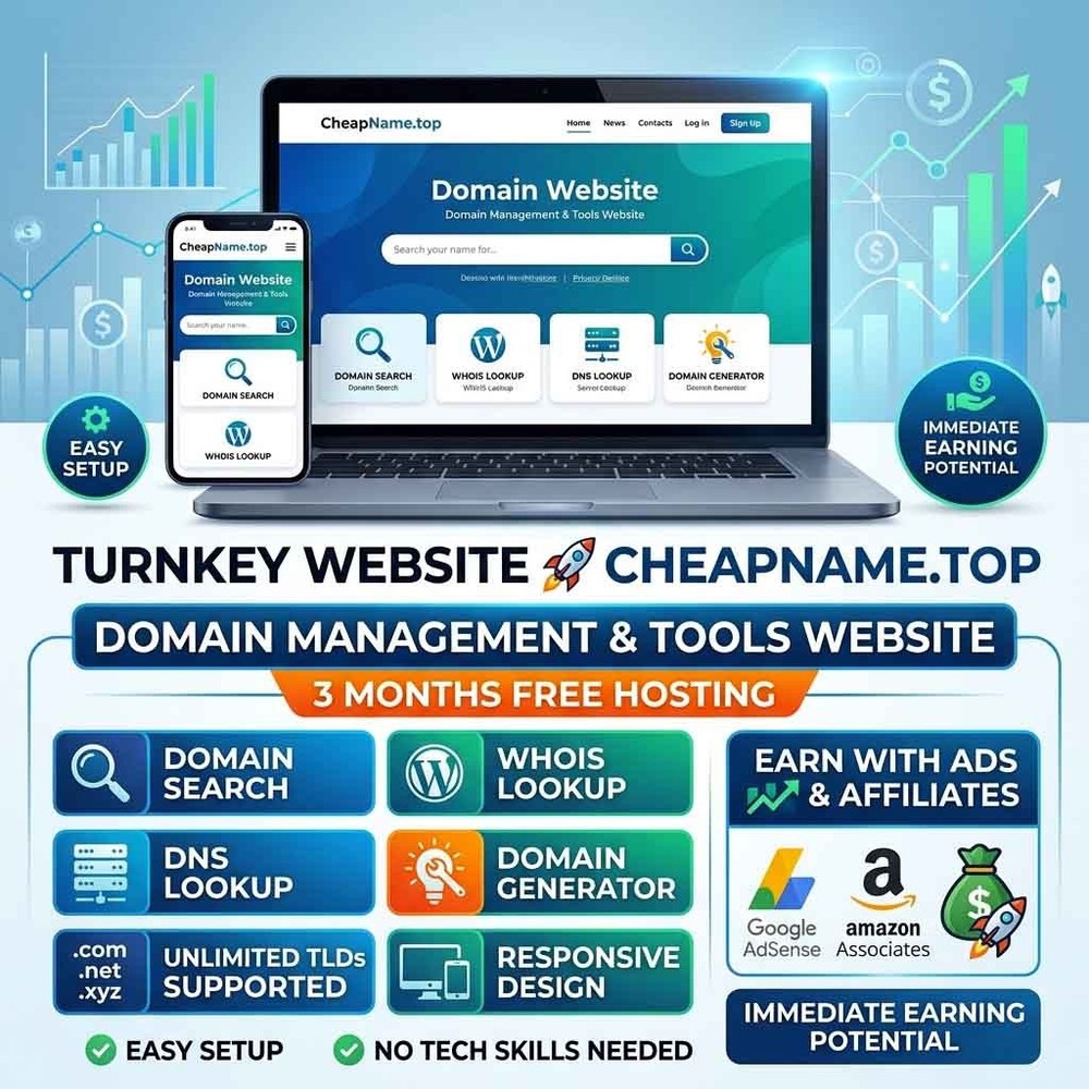 ESTABLISHED TURNKEY Website 4 Sale [CheapName] Domain + Website+ Hosting – Tools