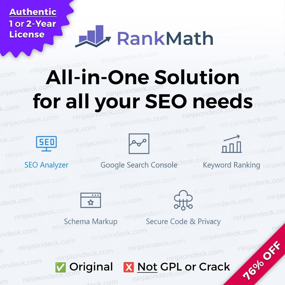 🥷 Rank Math Pro Official License ‒ 1-Year / 2-Year