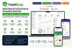 FreshDrop Flutter Multi-Branch Grocery, Pharmacy, eCommerce Delivery App + Web