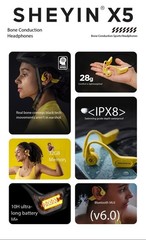 SHEYINX5 headphones, sports cycling, 8-level waterproof