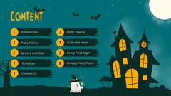 Website Landing Pages- Green and Orange Illustrated Halloween Party Presentation