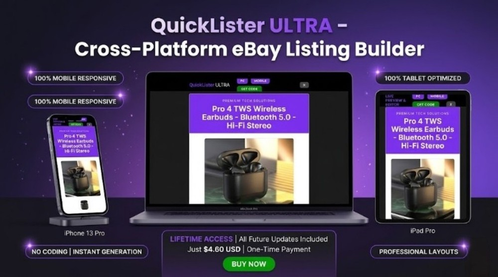 eBay HTML Template Builder QuickLister ULTRA Mobile Responsive Listing Design…
