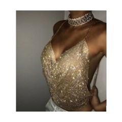 Shiny Colorful Halter Suspender Top