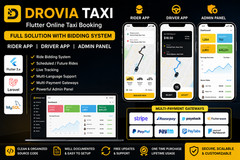 Drovia – Flutter Taxi Booking Solution | Rider + Driver App | Laravel Admin Pnel