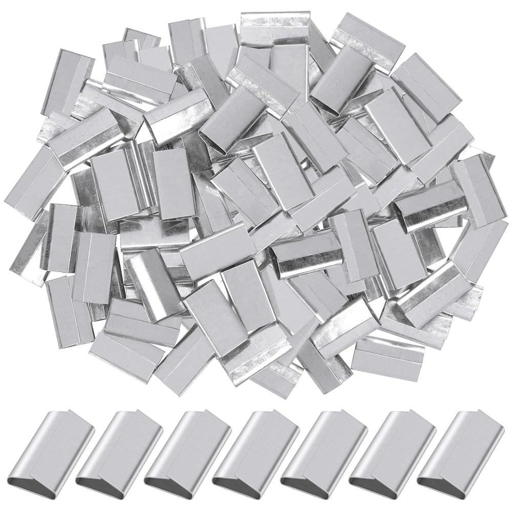 100 Pcs 3/4″ Strapping Closed Seals Galvanized Steel Banding Clips for Packaging