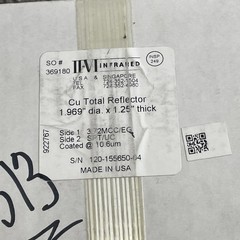 Infrared Inc Cu Total Reflector 1.969” DIA. C 1.25” Thick Side 1 3.72MCC/EG new