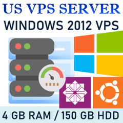 USA VPS – WINDOWS 2012 RDP SERVER / VPS SERVER 4GB RAM + 150GB HDD + 2vCPU