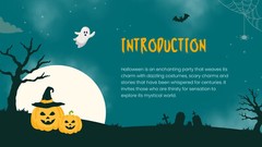Website Landing Pages- Green and Orange Illustrated Halloween Party Presentation