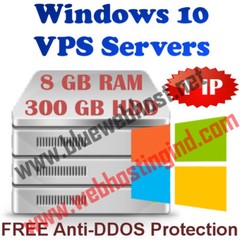 Windows 10 VPS (Virtual Dedicated Server) 8GB RAM + 300GB HDD