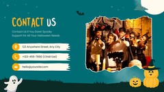 Website Landing Pages- Green and Orange Illustrated Halloween Party Presentation