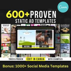 600+ High-Converting Static Ads Canva Templates | Bonus 1000+ Social Media