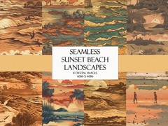Sunset Beach Seamless Repeating Pattern Digital Paper Craft