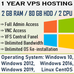 1 Year – VPS Server Virtual Hosting Windows RDP Windows VPS Server VPS Hosting