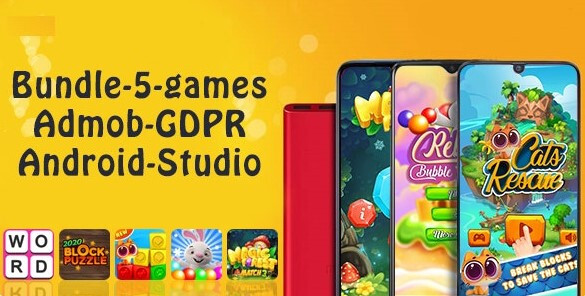 Bundle 1, 5 Games (Admob + GDPR + Android Studio)