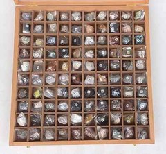 100 Rocks & Minerals Collection in Wooden Box with free expedite shipping