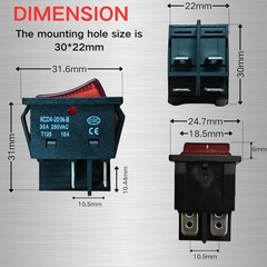 “2 Pack 30A 250V Rocker Switch, Red LED, DPST 4 Pin, Heavy Duty, 120V Toggle “