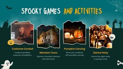 Website Landing Pages- Green and Orange Illustrated Halloween Party Presentation