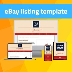 eBay Template – Responsive Simple – Mobile Optimized + Editor | beige red